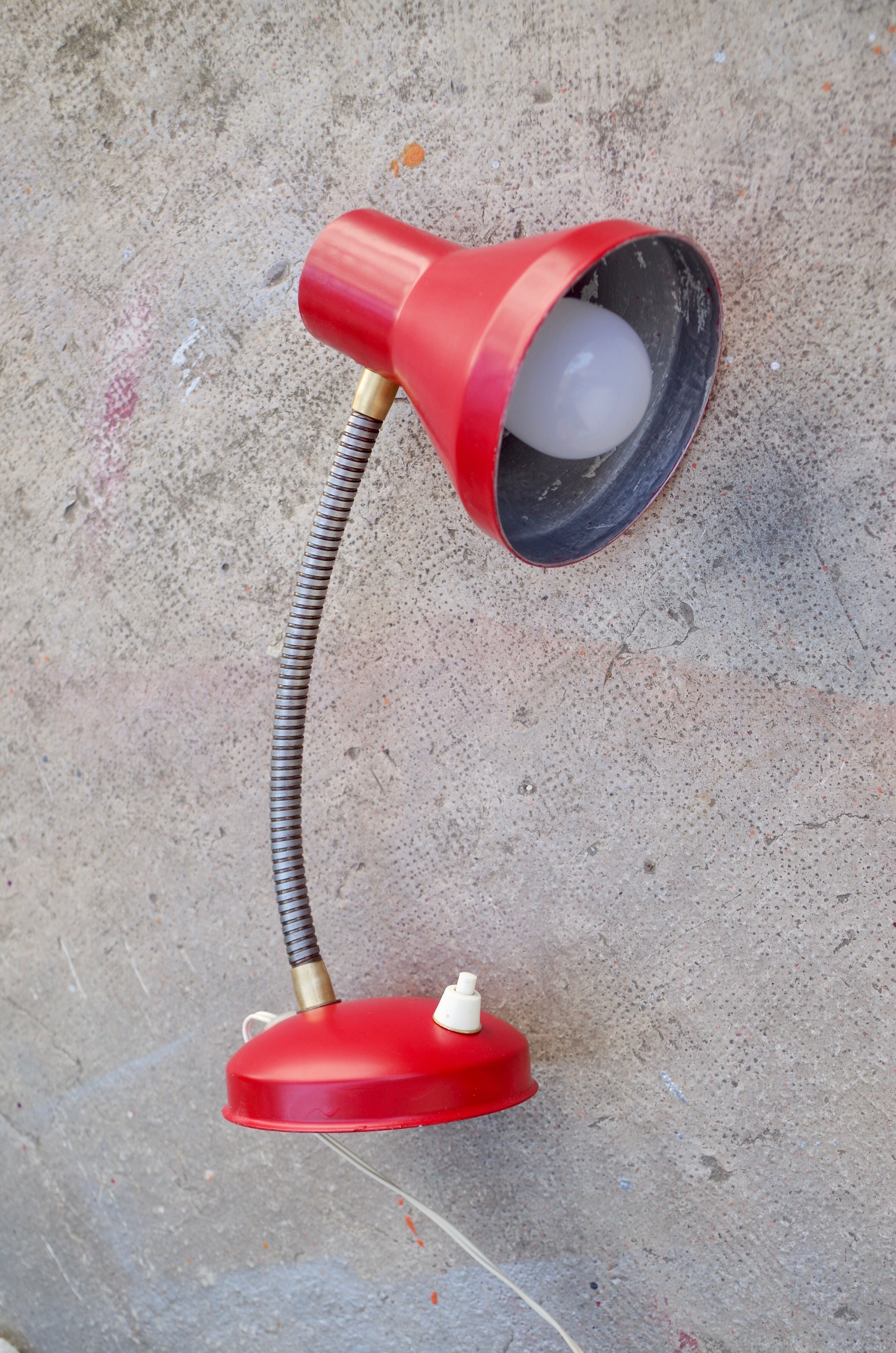 Table lamp red vintage year 70