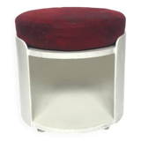 1970 white wooden stool with red cushing