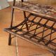 Rattan magazine rack, shelf with ceramic tiles R. Capron