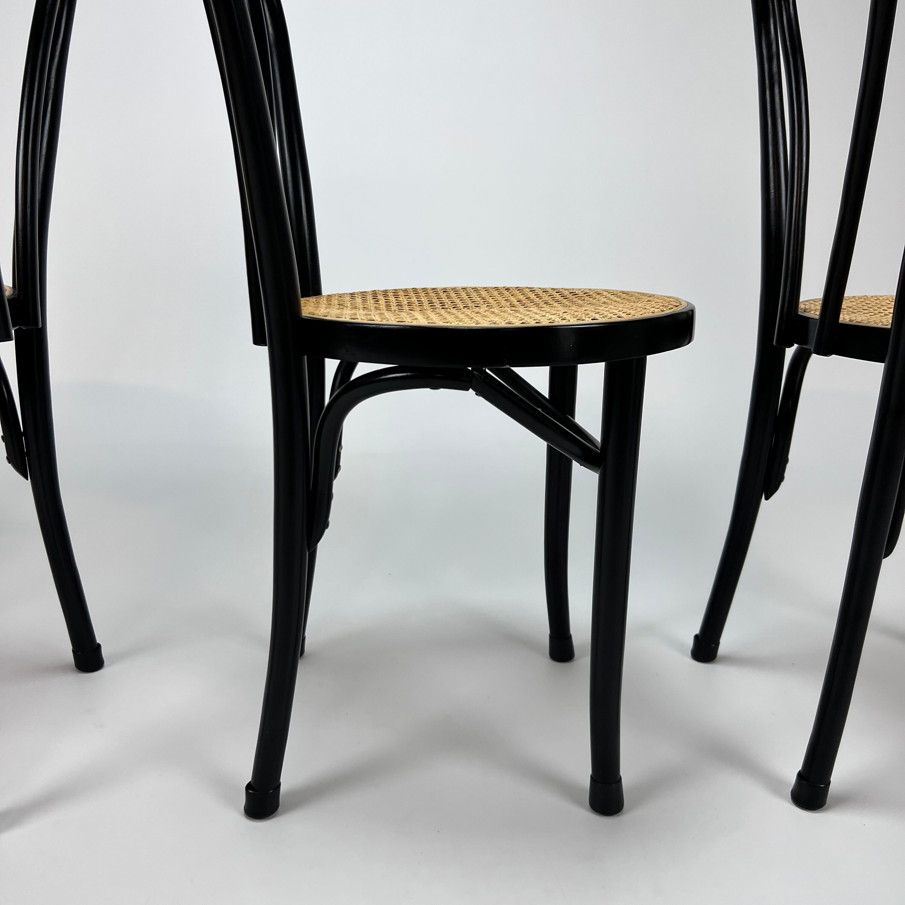 Set of 4 Bentwood and Cane Cafe Dining Chairs, 1990s