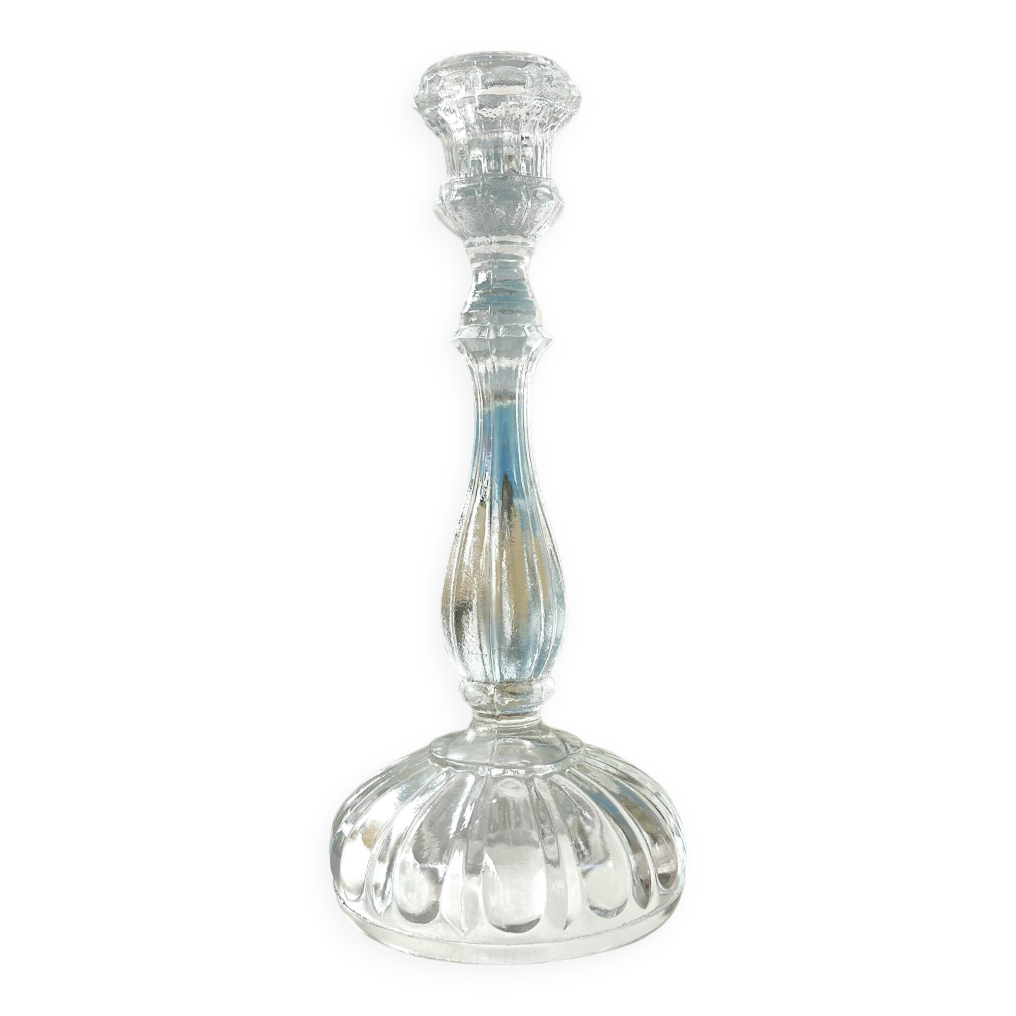 Thick molded glass candle holder