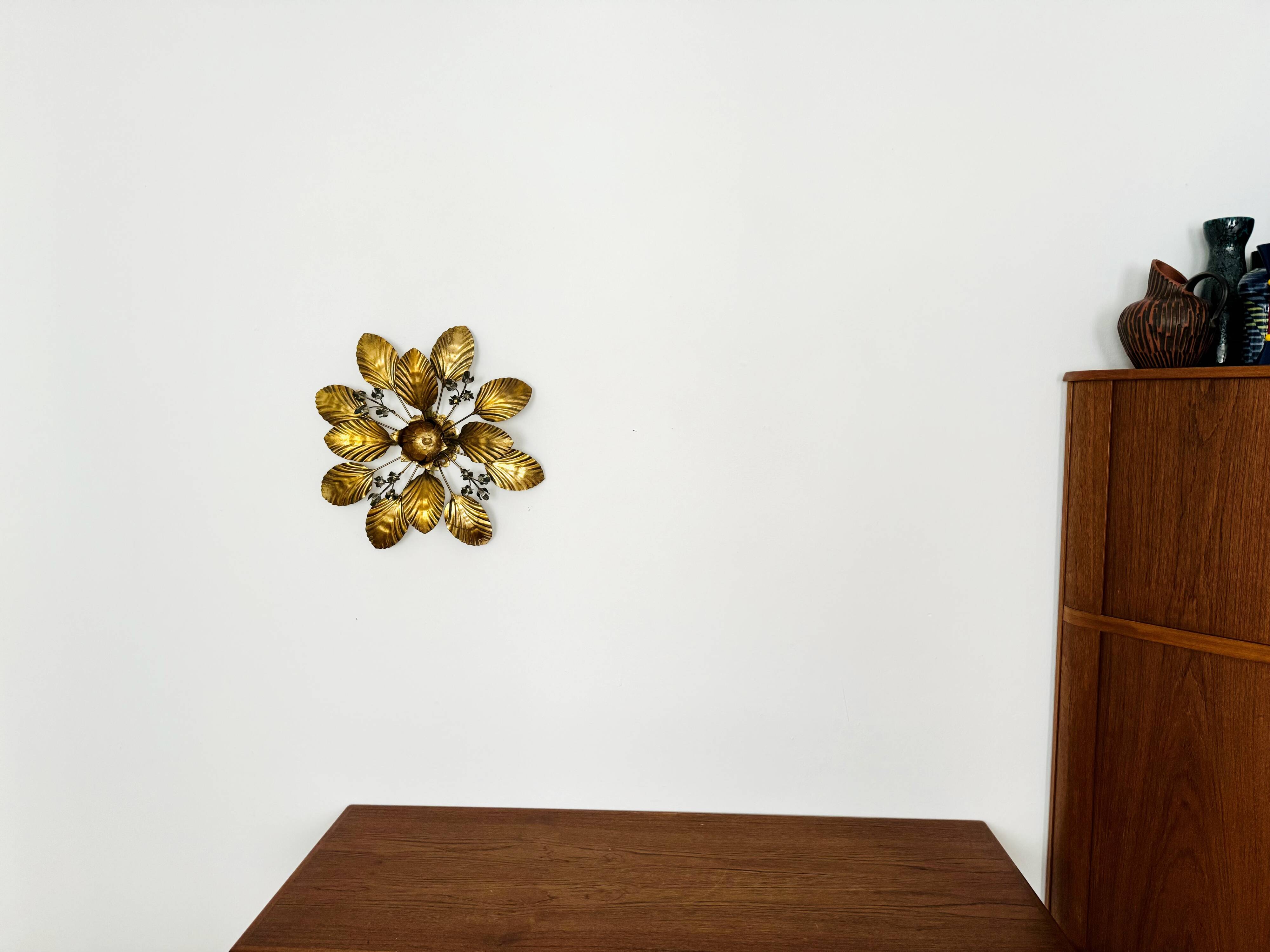 Floral Hollywood Regency Wall or Ceiling Lamp by Hans Kögl