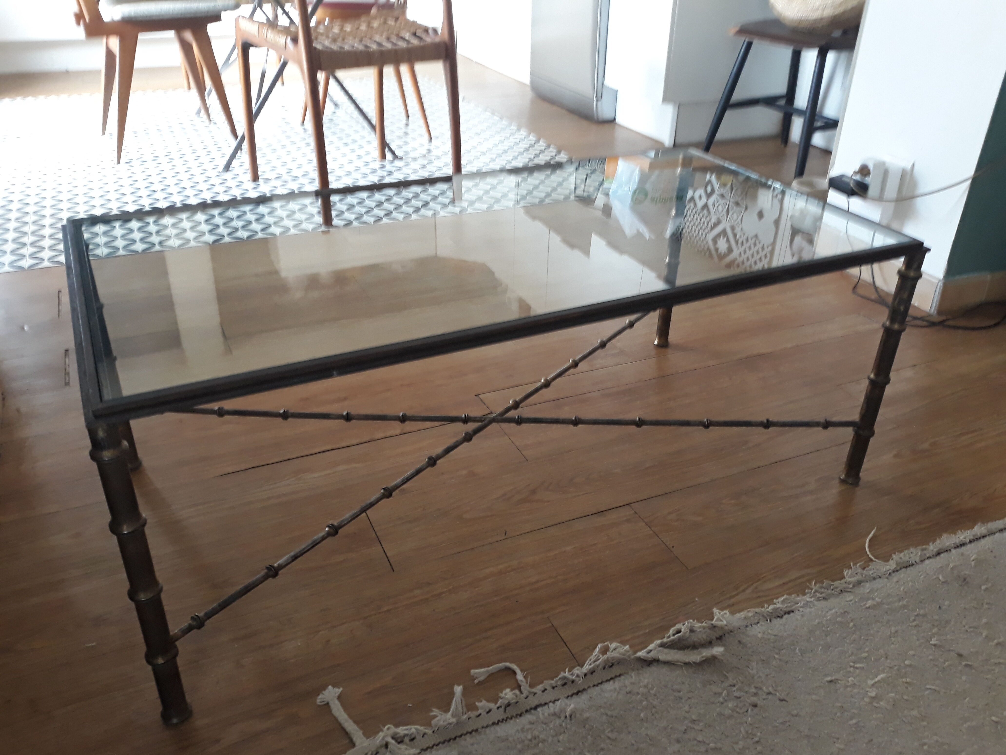 Coffee table "bamboo" in aged bronze