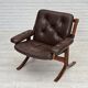 1970s, Norwegian armchair by Jon Hjortdal, furniture leather, bent wood.