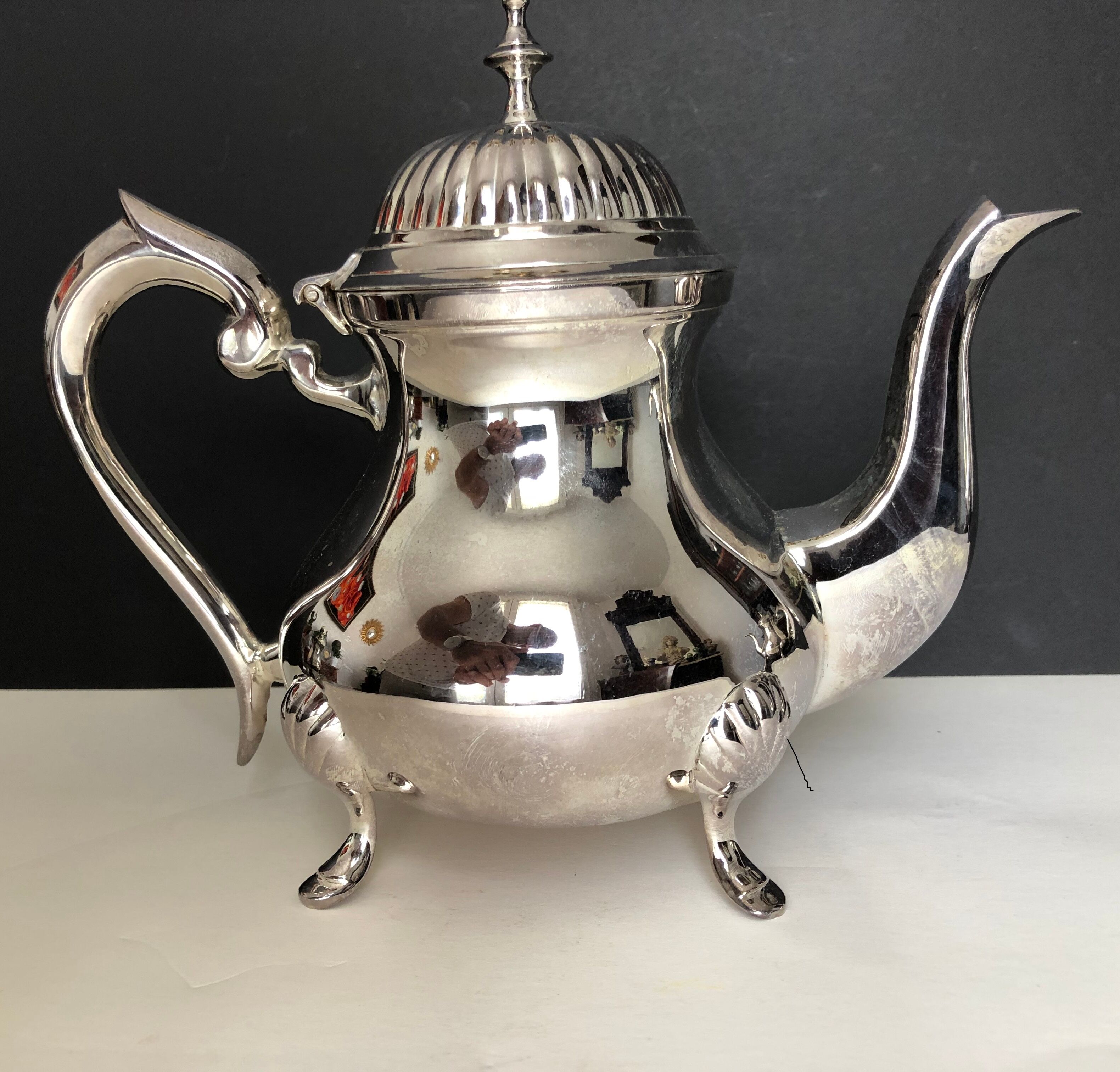 Silver metal tea and coffee service