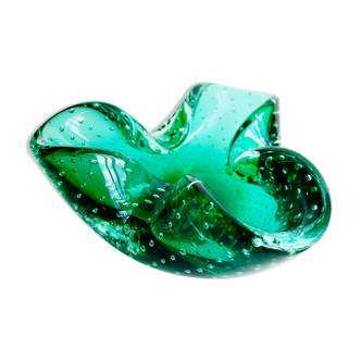 Empty pocket or vintage Italian ashtray in Murano bullicante glass, 1970