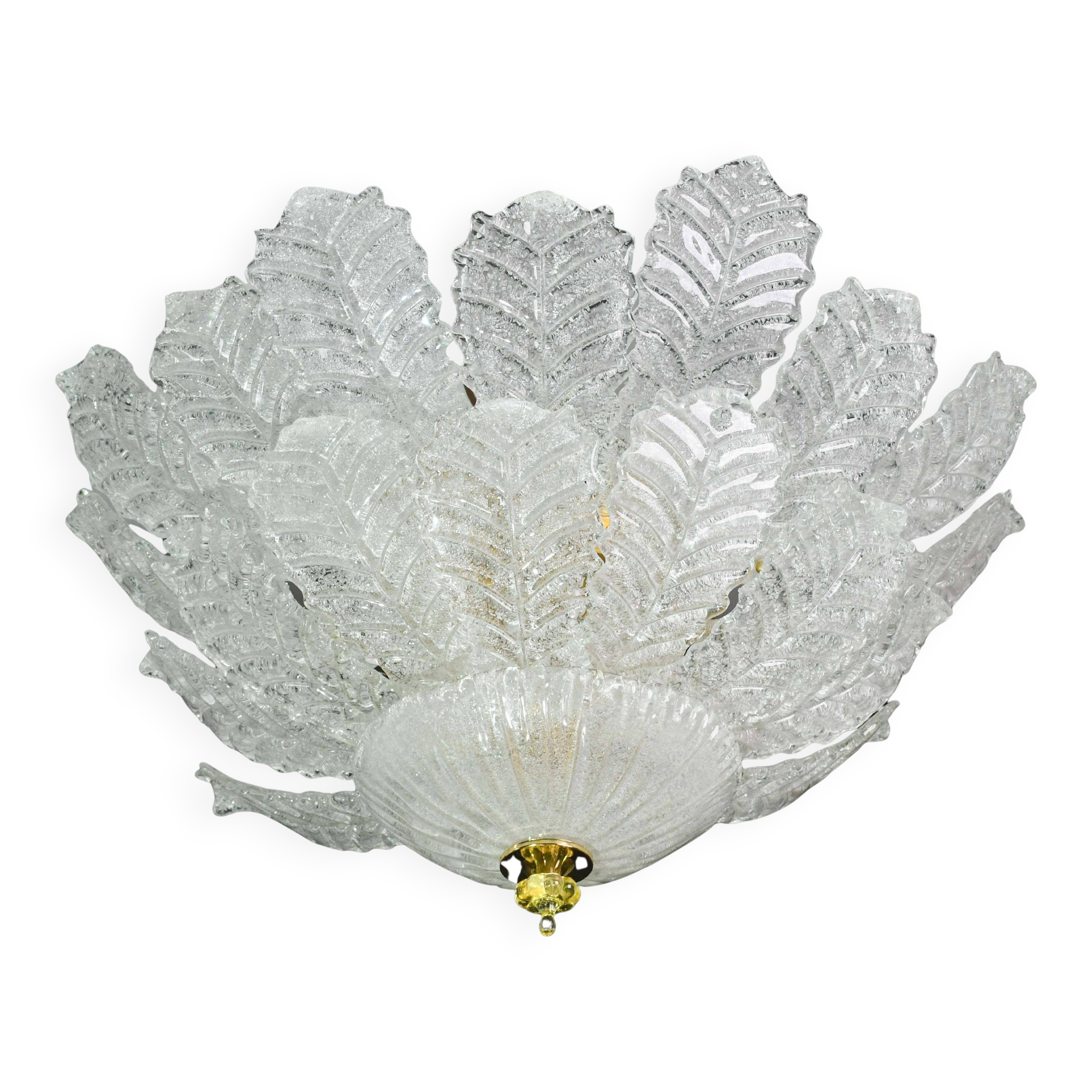 Florence, large size Murano clear transparent vintage glass ceiling light