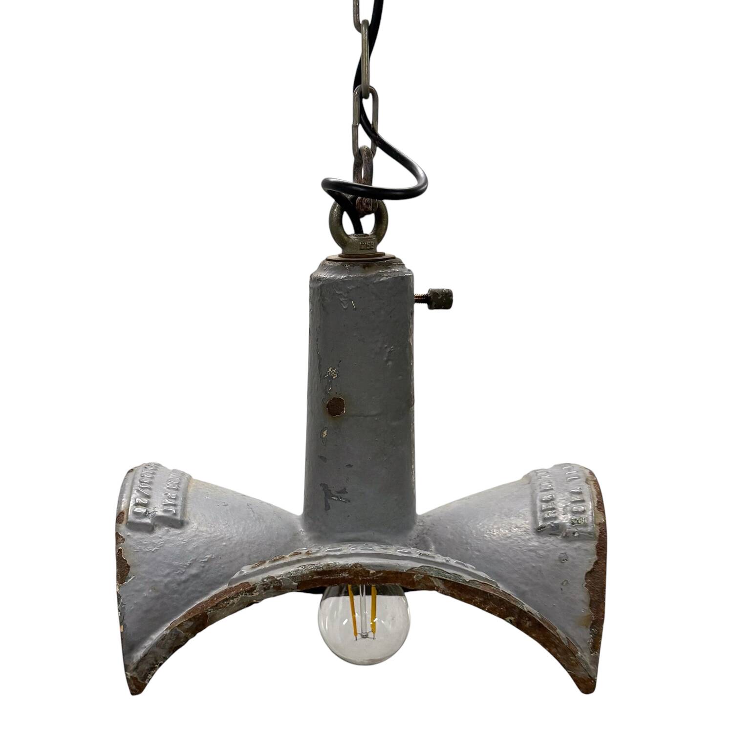 Vintage industrial mirrored pendant light by Esla