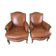 Louis VX style leather armchairs