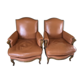 Louis VX style leather armchairs