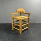 Dutch postmodern brutalist oak corner side chair with rush seat, 1970s