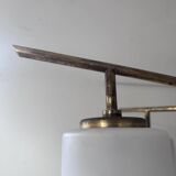 Vintage Italian ceiling light, brass and opaline, 1950