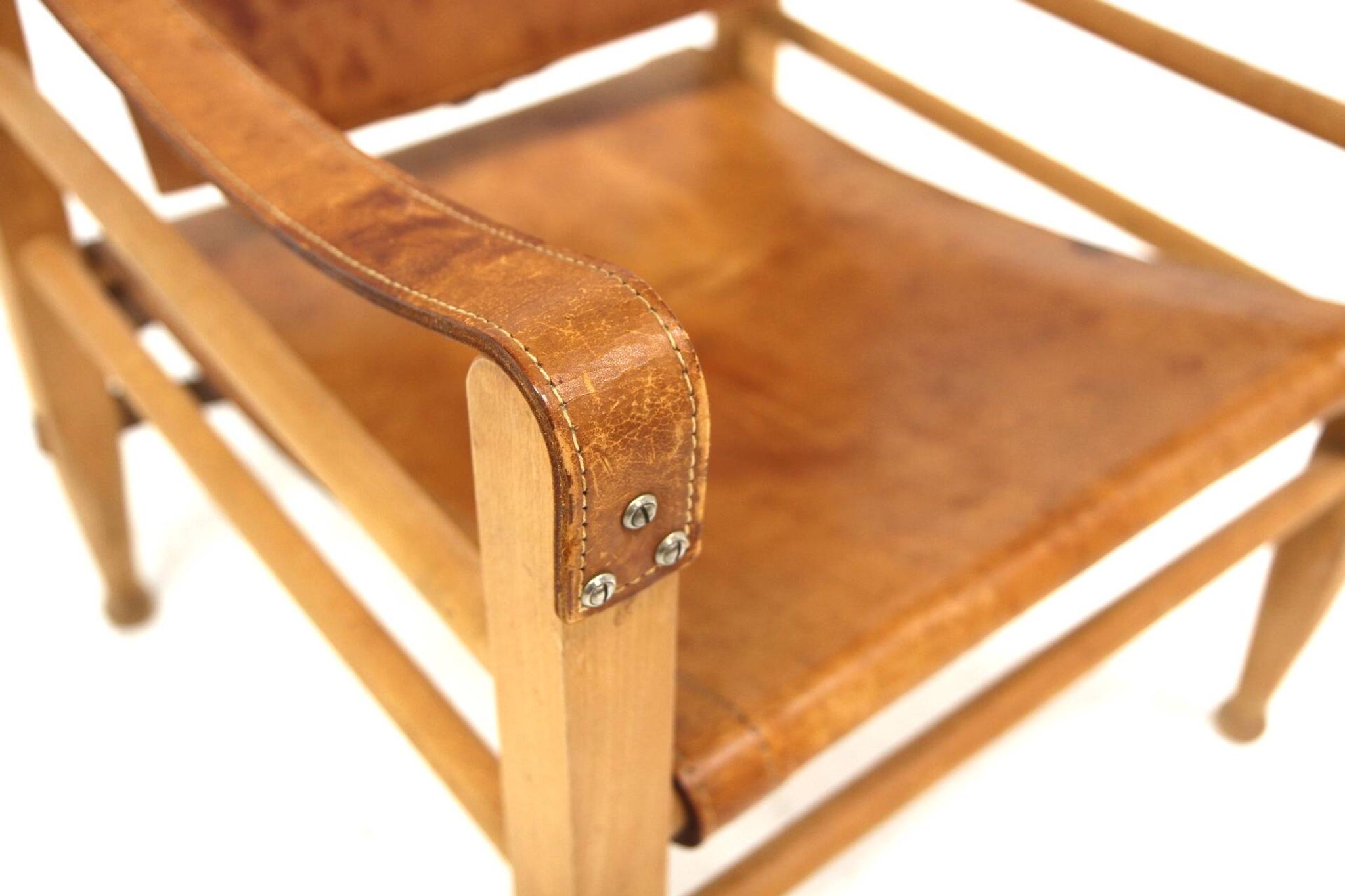 Leather “Safari” armchair, Aage Bruun & Son, Denmark, 1960s