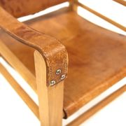 Leather “Safari” armchair, Aage Bruun & Son, Denmark, 1960s