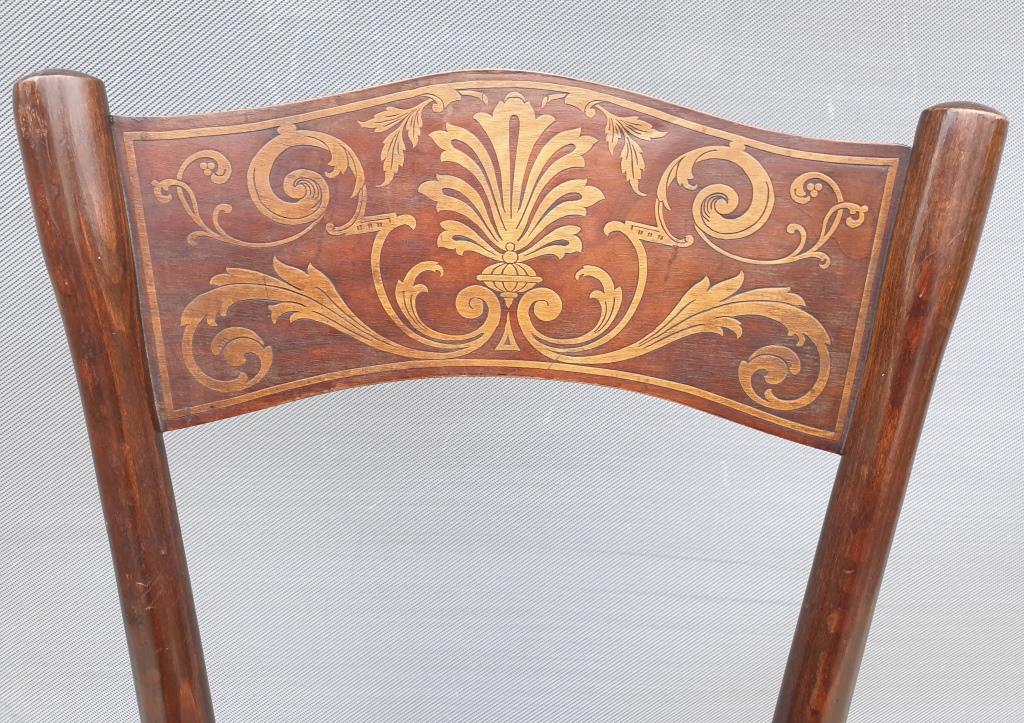 Bistro chair pyroengraved motif 1900 Art Nouveau