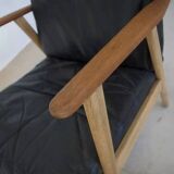 Fauteuil danois en teck et chêne du milieu du siècle, années 1950