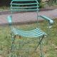Pair of mid century distressed painted iron garden chairs