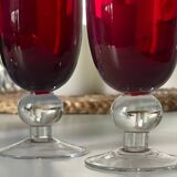 6 glasses on colored stems