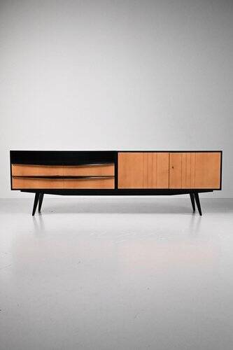 Buffet noir et marron des années 1950, style mid-century