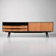 Buffet noir et marron des années 1950, style mid-century