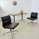 Lot of 2 leather soft pad armchairs chairs EA205 design Charles Eames Herman Miller edition vintage 60s