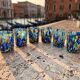 Set of 6 blown glass glasses with Murano murrine.