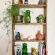 Solid wood wall shelf / storage shelf