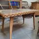 Vintage rattan coffee table with glass top