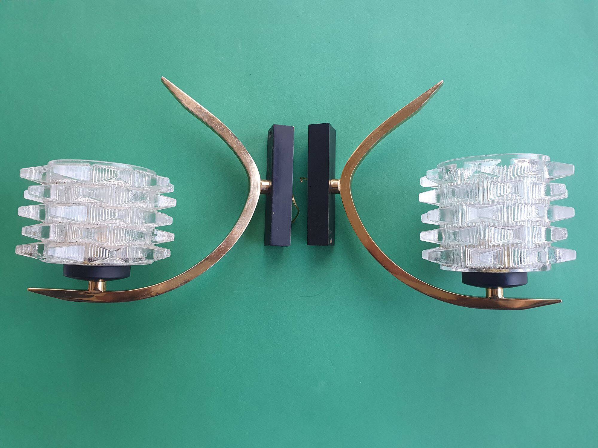 Pair of antique gold wall sconces