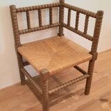 Turned wooden corner chair