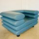 Chaise lounge suédoise vintage rétro en cuir turquoise