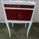 old bedside table in wood and white