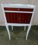 old bedside table in wood and white