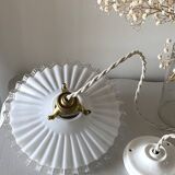 Pleated opaline pendant light