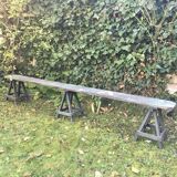 Wooden trestle bench