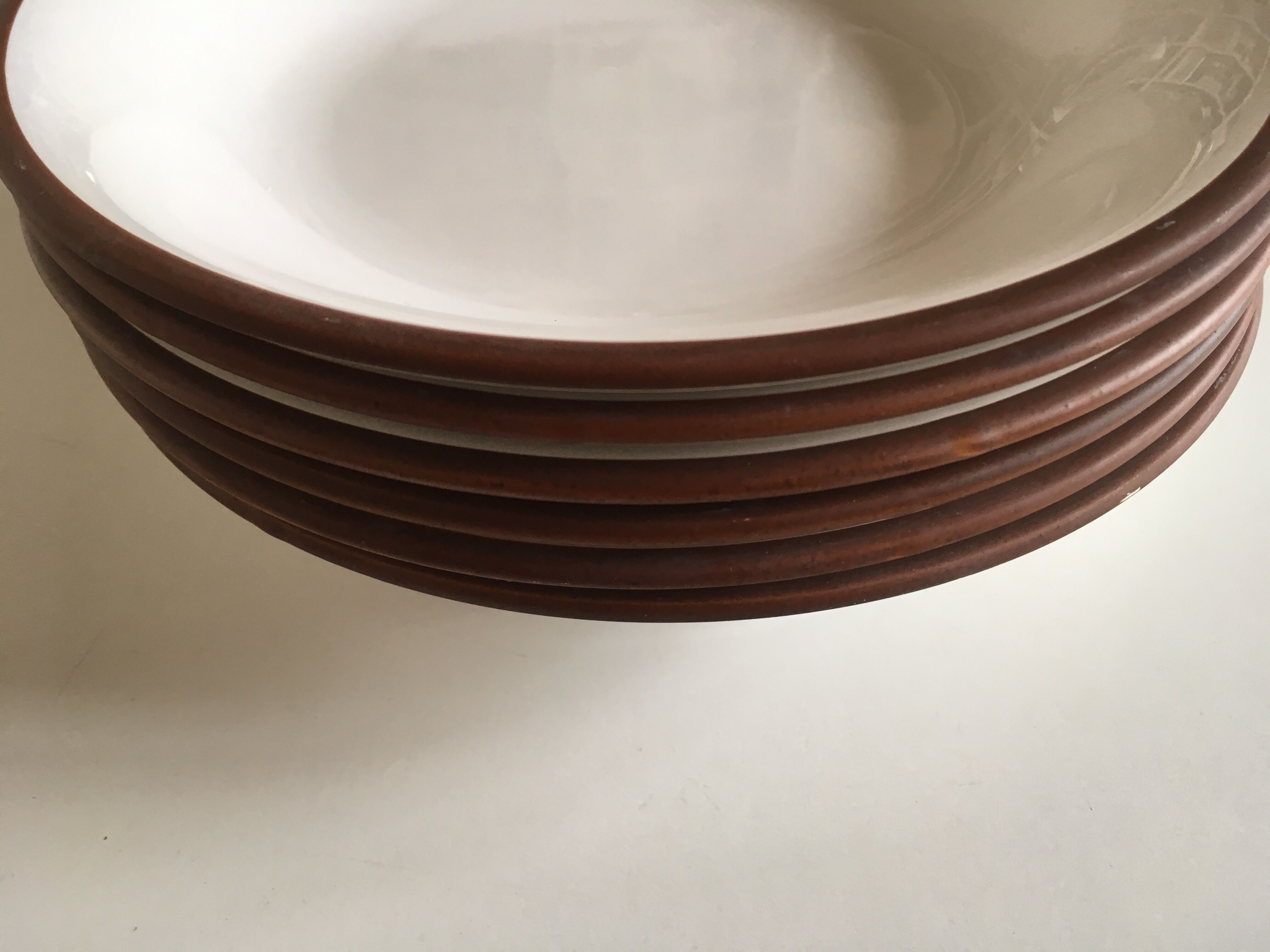 Set 6 plates enamelled earth cap Siena from KMK 1965