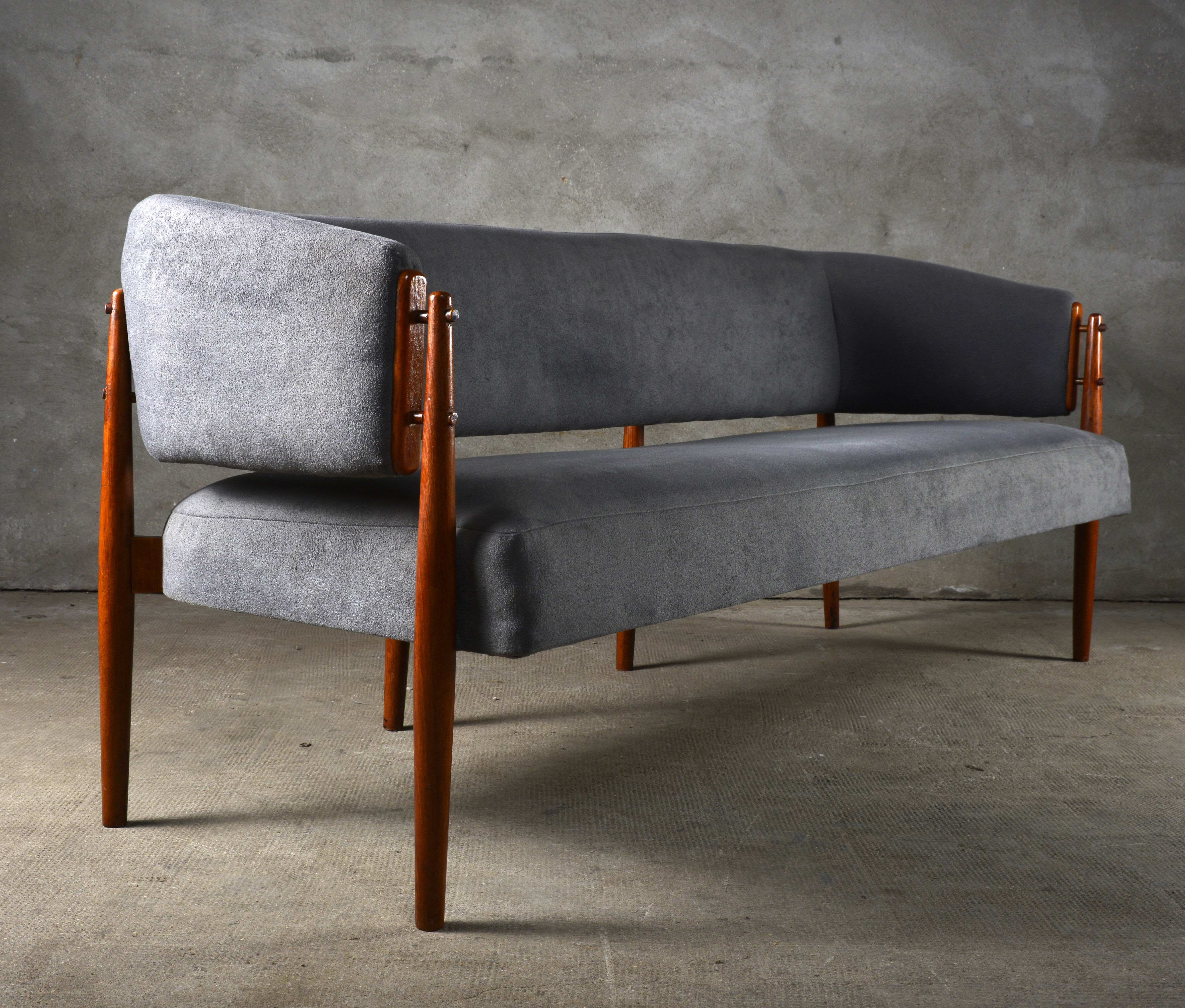 Scandinavian sofa teak and fabric