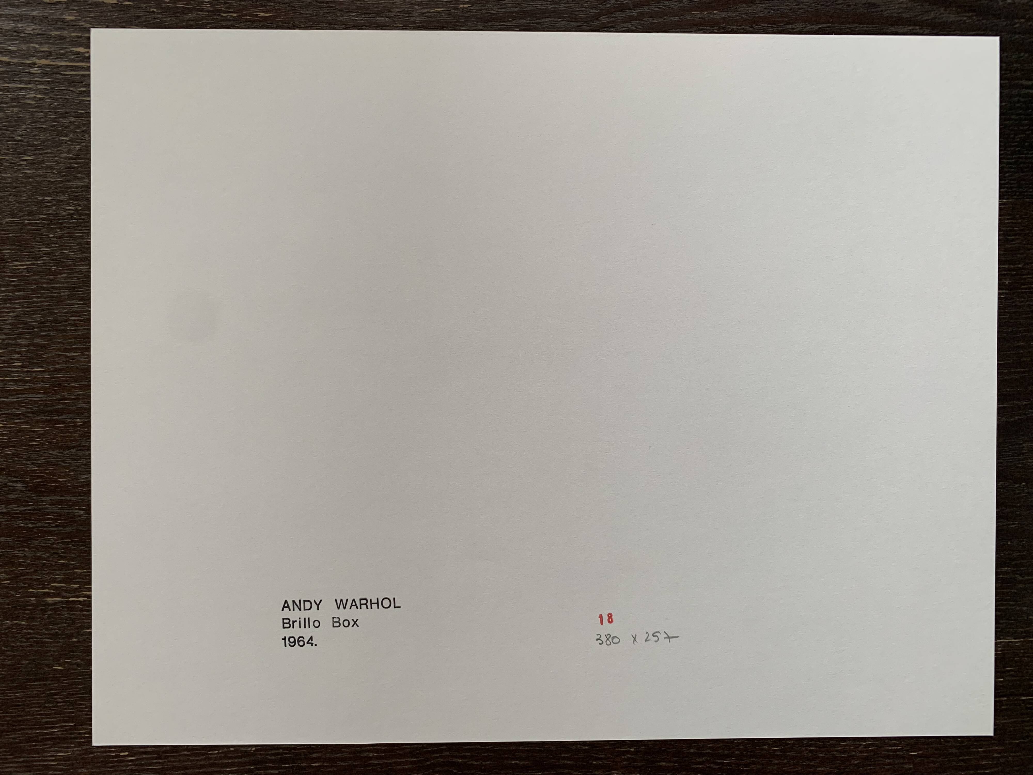 Original vintage pop art poster reissue of Andy Warhol "Brillo Box 1964"