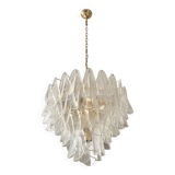 Venetian Transparent “Rondini” Murano Glass Gold Chandelier