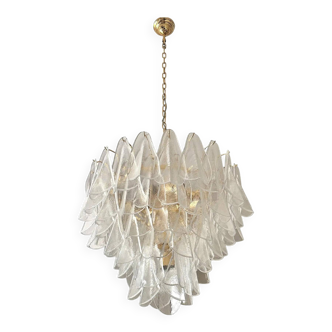 Venetian Transparent “Rondini” Murano Glass Gold Chandelier