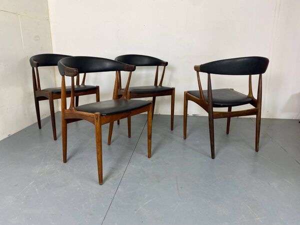 Chaises vintage en palissandre et skaï par Johannes Andersen pour Broderna Andersen, années 1960, lot de 4