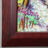 Garden with flowering apple tree – oil painting by Alexander Michael, 1997