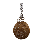 Suspension vintage boule rotin et ficelle