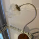Metal and wood gooseneck table lamp
