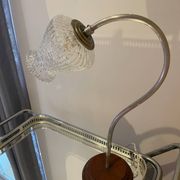 Metal and wood gooseneck table lamp