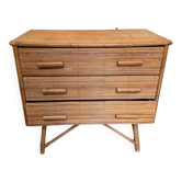 Vintage bamboo/rattan chest of drawers with 3 drawers