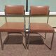 Pair of office chair oem strafor vintage 1960 - chrome skaï brown