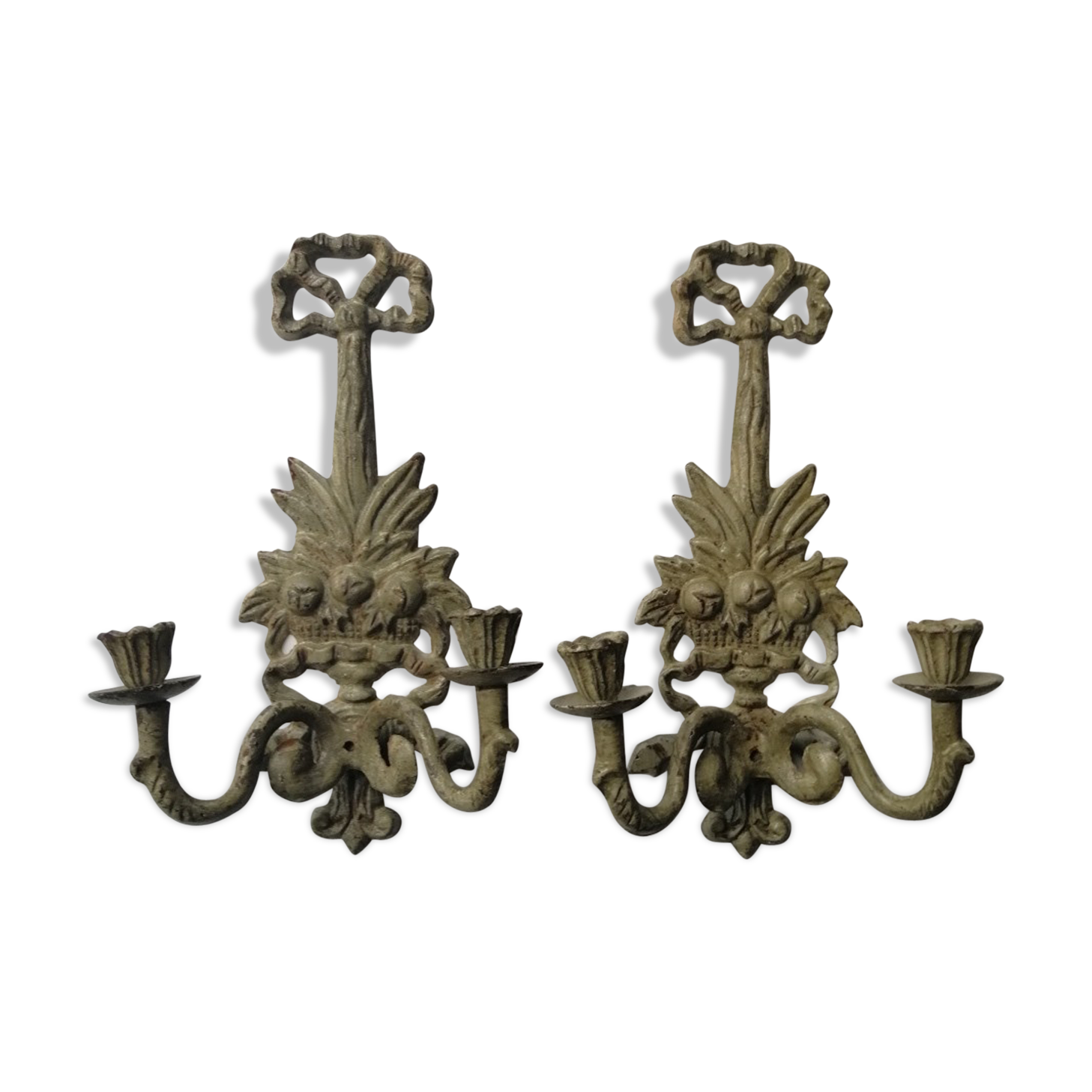 Pair of cast iron candlesticks