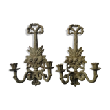 Pair of cast iron candlesticks