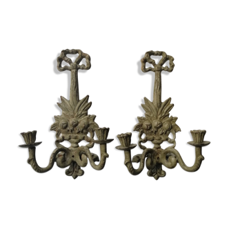 Pair of cast iron candlesticks
